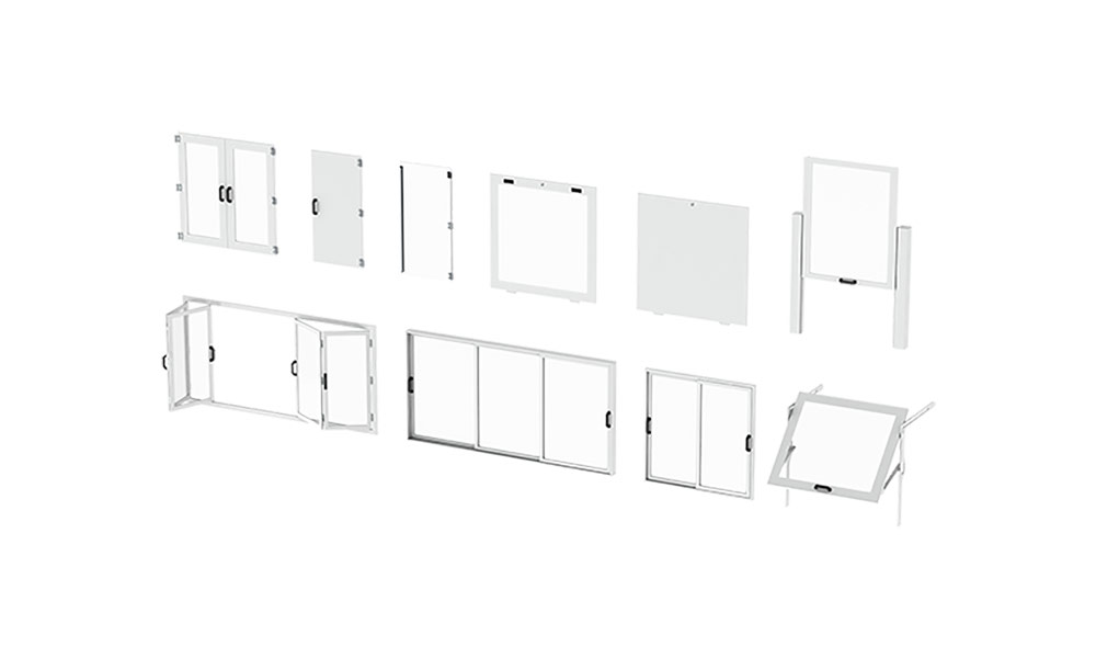 verschiedene x-frame Türsysteme.